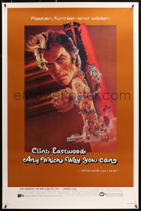 1r447 ANY WHICH WAY YOU CAN 1sh 1980 cool artwork of Clint Eastwood & Clyde by Bob Peak!