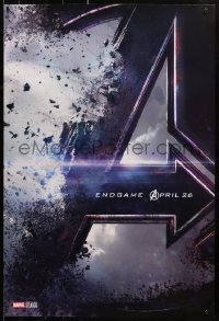 1r461 AVENGERS: ENDGAME teaser DS 1sh 2019 Marvel Comics, Hemsworth and huge cast, shattering logo!