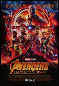 1r462 AVENGERS: INFINITY WAR advance DS 1sh 2018 Robert Downey Jr., montage, coming April 27th!