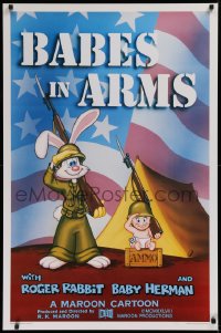 1r464 BABES IN ARMS Kilian 1sh 1988 Roger Rabbit & Baby Herman in Army uniform with rifles!