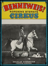 1r002 BENNEWEIS 24x34 Danish circus poster 1960s completely different image of man riding horse!