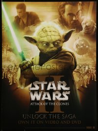 1r010 ATTACK OF THE CLONES 2-sided 14x19 static cling poster 2002 Star Wars Episode II, Yoda & cast!