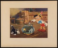 1s068 PINOCCHIO 13x15 print 1939 Disney, great art of him & Figaro looking at Cleo in bowl!