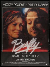 1s579 BARFLY French 1p 1987 directed by Barbet Schroeder, great c/u of Mickey Rourke & Faye Dunaway