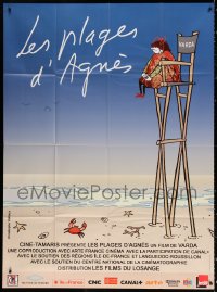 1s581 BEACHES OF AGNES French 1p 2008 Vallaux art of director Agnes Varda on tall beach chair!
