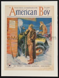 1s092 AMERICAN BOY magazine cover December 1933 Sambrook art of broke college boy in raccoon coat!