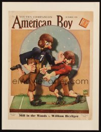 1s094 AMERICAN BOY magazine cover October 1935 cool football artwork by Lee Brown!