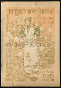 1s057 LADIES' HOME JOURNAL magazine September 1895 great cover art of woman in flower garden!