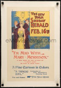 1s052 NEW YORK SUNDAY HERALD linen 12x19 advertising poster 1896 I'm Mad With Mary Morrison!