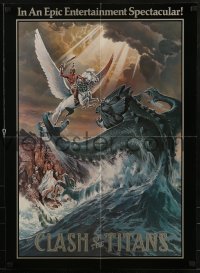 1s077 CLASH OF THE TITANS promo brochure 1981 opens to make a cool 21x30 Daniel Goozee art poster!