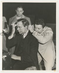 1t120 ARSENIC & OLD LACE candid 8x10 still 1944 Raymond Massey gets Frankenstein makeup by Marigold!