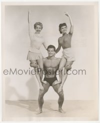 1t123 ATHENA 8.25x10 still 1954 strong Steve Reeves lifting both Jane Powell AND Debbie Reynolds!
