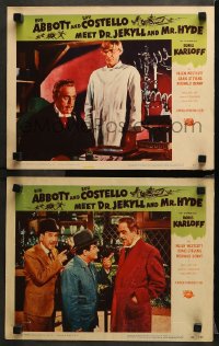 1w810 ABBOTT & COSTELLO MEET DR. JEKYLL & MR. HYDE 2 LCs 1953 Bud & Lou meet monster Boris Karloff!