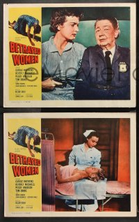 1w558 BETRAYED WOMEN 4 LCs 1955 bad girls in solitary, Carole Mathews, Beverly Michaels!