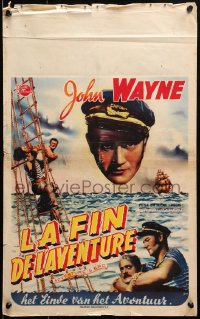 1y379 ADVENTURE'S END Belgian 1951 sailor John Wayne w/ sideburns fighting on ship, Bos art!