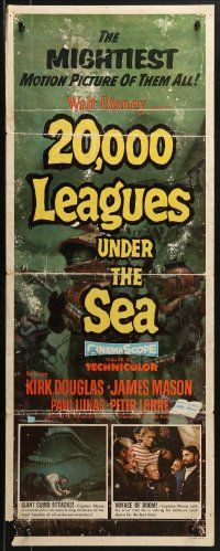 1y004 20,000 LEAGUES UNDER THE SEA insert 1955 Jules Verne classic, art of deep sea divers!