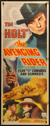 1y020 AVENGING RIDER insert 1942 cowboy Tim Holt, Cliff 'Ukulele Ike' Edwards!