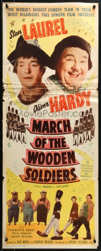 1y021 BABES IN TOYLAND insert R1950 Laurel & Hardy, March of the Wooden Soldiers!