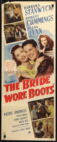 1y050 BRIDE WORE BOOTS insert 1946 romantic close up of Barbara Stanwyck & Robert Cummings!