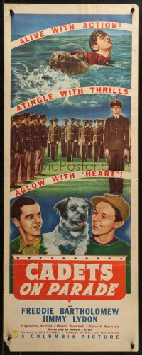 1y054 CADETS ON PARADE insert 1942 art of Freddie Bartholomew, Jimmy Lydon & cute dog!