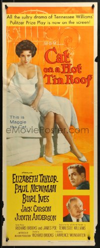 1y063 CAT ON A HOT TIN ROOF insert 1958 classic image of Elizabeth Taylor as Maggie the Cat!