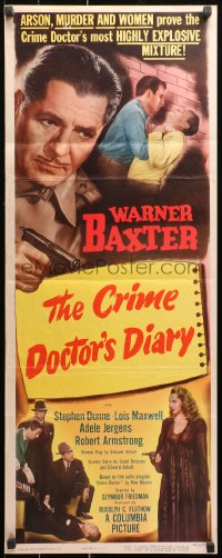 1y077 CRIME DOCTOR'S DIARY insert 1949 great image of detective Warner Baxter, from radio show!