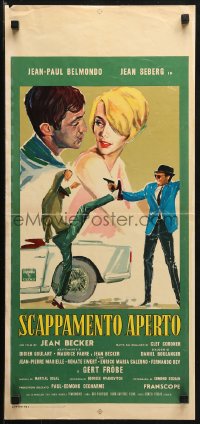 1y285 BACKFIRE Italian locandina 1964 great Ercole Brini art of Jean Seberg & Jean-Paul Belmondo!