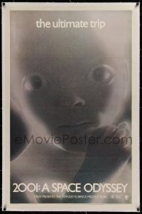 1z002 2001: A SPACE ODYSSEY linen 1sh R1972 Stanley Kubrick, star child close up, the ultimate trip!
