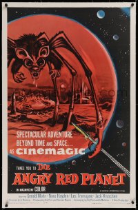 1z014 ANGRY RED PLANET linen 1sh 1960 great artwork of gigantic drooling bat-rat-spider creature!
