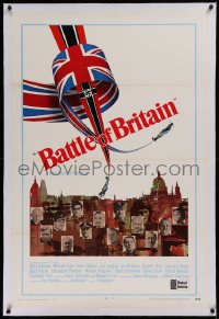 1z024 BATTLE OF BRITAIN linen style B int'l 1sh 1969 all-star cast in historical World War II battle!