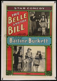 1z026 BELLE & THE BILL linen 1sh 1920 pretty Bartine Burkett & Austin Howard, ultra rare short!