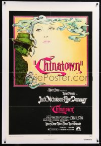 1z054 CHINATOWN linen 1sh 1974 Jim Pearsall art of Jack Nicholson & Faye Dunaway, Roman Polanski