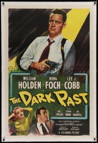 1z068 DARK PAST linen 1sh 1949 criminal William Holden caught in the spotlight with gun in hand!
