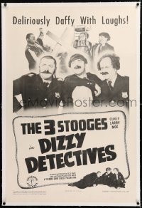 1z077 DIZZY DETECTIVES linen 1sh 1943 Three Stooges with Moe, Larry & Curly Howard, ultra rare!