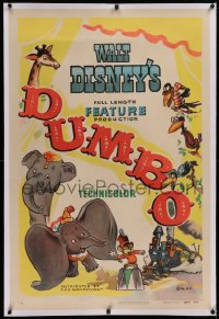 1z085 DUMBO linen style B 1sh 1941 Walt Disney circus elephant cartoon beloved classic, ultra rare!