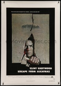 1z091 ESCAPE FROM ALCATRAZ linen 1sh 1979 Eastwood busting out by Lettick, Don Siegel prison classic!