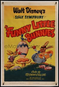 1z117 FUNNY LITTLE BUNNIES linen 1sh R1950 Walt Disney, Silly Symphony, Easter Bunny cartoon, rare!
