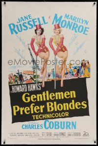1z124 GENTLEMEN PREFER BLONDES linen 1sh 1953 art of super sexy Marilyn Monroe & Jane Russell!