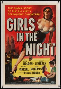 1z131 GIRLS IN THE NIGHT linen 1sh 1953 great art of barely dressed sexy bad girl Joyce Holden!