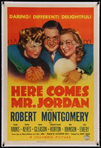 1z149 HERE COMES MR. JORDAN linen style B 1sh 1941 Robert Montgomery w/Evelyn Keyes & Rita Johnson!