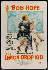 1z183 LEMON DROP KID linen 1sh 1951 wacky artwork of Bob Hope in drag + sexy Marilyn Maxwell!
