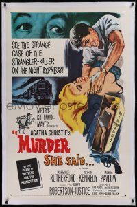 1z226 MURDER SHE SAID linen 1sh 1961 detective Margaret Rutherford hunts strangler, Agatha Christie
