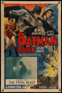 1z238 NEW ADVENTURES OF BATMAN & ROBIN linen chapter 7 1sh 1949 Cravath art of stars + both in inset