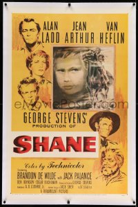 1z286 SHANE linen 1sh 1953 classic western, Alan Ladd, Jean Arthur, Van Heflin, Brandon De Wilde