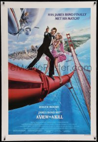 1z338 VIEW TO A KILL linen style B 1sh 1985 Goozee art of Moore as Bond, Tanya Roberts & Walken!