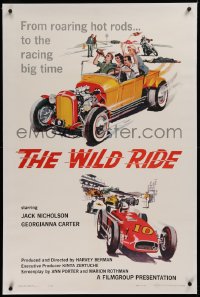 1z349 WILD RIDE linen 1sh 1960 from roaring hot rods to the racing big time, early Jack Nicholson!