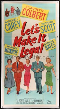 2a035 LET'S MAKE IT LEGAL linen 3sh 1951 sexy Marilyn Monroe, Claudette Colbert & cast, ultra rare!