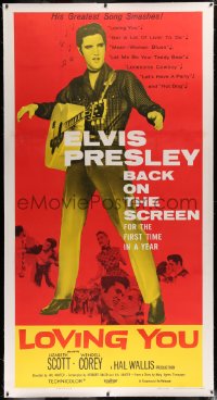 2a036 LOVING YOU linen 3sh R1959 Elvis Presley back on the screen while in the army, ultra rare!
