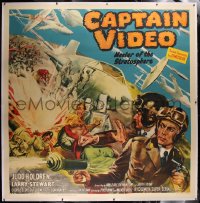 2a022 CAPTAIN VIDEO: MASTER OF THE STRATOSPHERE linen 6sh 1951 Holdren as early super hero, rare!