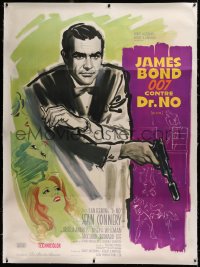 2a082 DR. NO linen French 1p 1963 Boris Grinsson art of Sean Connery as James Bond, ultra rare!
